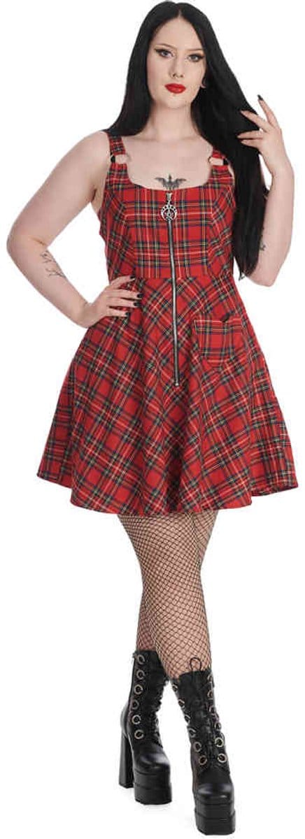 Banned - Addison Tartan Korte jurk - 2XL - Rood