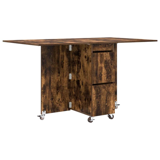 vidaXL - Eettafel - 140 - x - 80 - x - 77 - cm - Bewerkt - hout - Gerookt - eiken