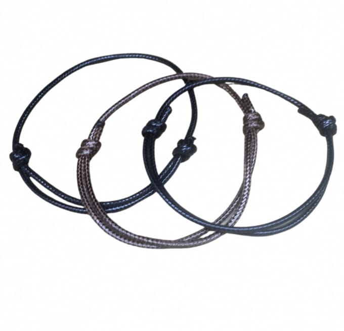 3 schuifkoord 1x bruin en 2x zwart - Charme Bijoux