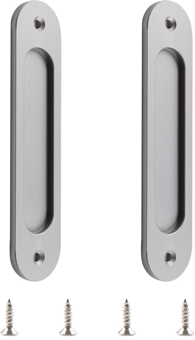 2 stuks ovale schuifdeurgrepen van matte aluminiumlegering met schroeven voor schuifdeur