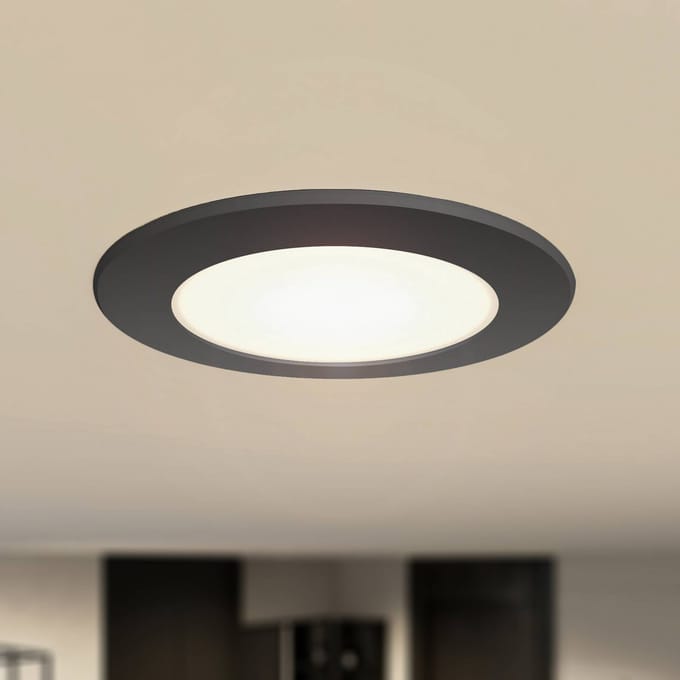 Prios LED inbouwspot Rida, zwart, Ø 12 cm, CCT, IP44
