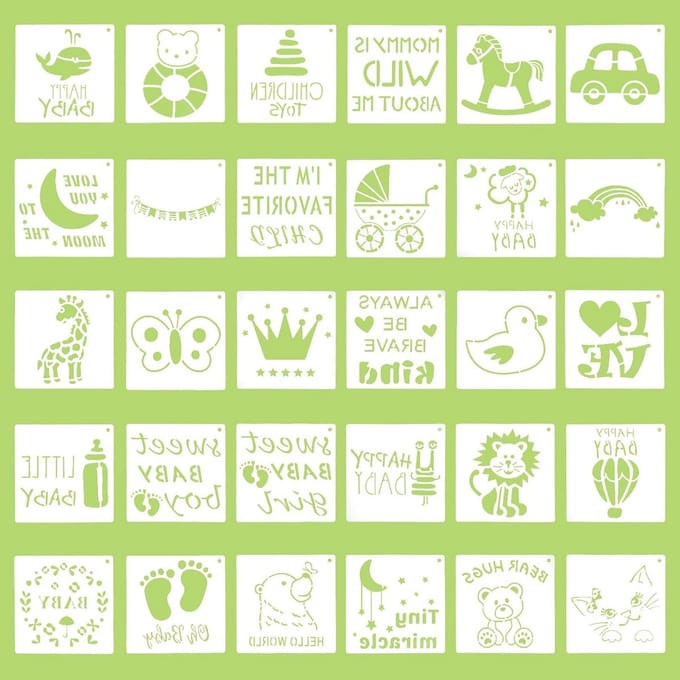 30 Stuks Stencils voor Baby's - Creatief Schilderen en Versieren van Latzakken en Kleding