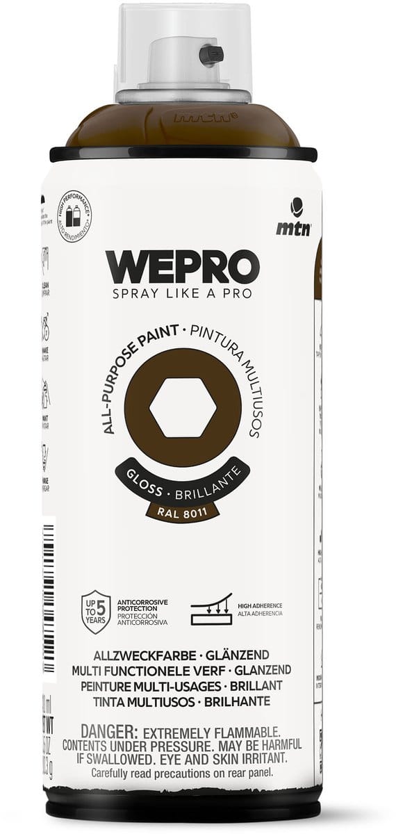 Spuitbus Ral 8011 Bruin Glans MTN WEPRO ALL-PURPOSE PAINT 400ML
