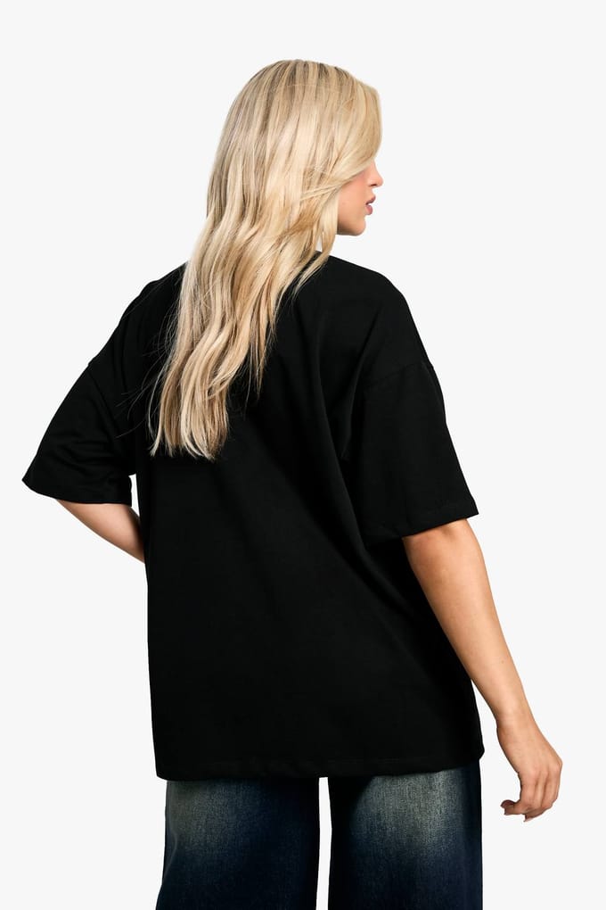 boohoo Dames Hotfix Bow Oversized T-shirt | Black | Maat: 6