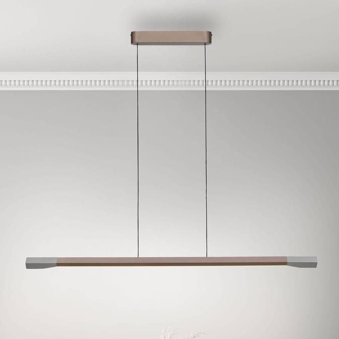 Paul Neuhaus LED hanglamp Hoop, bruin, 128 cm, dimbaar