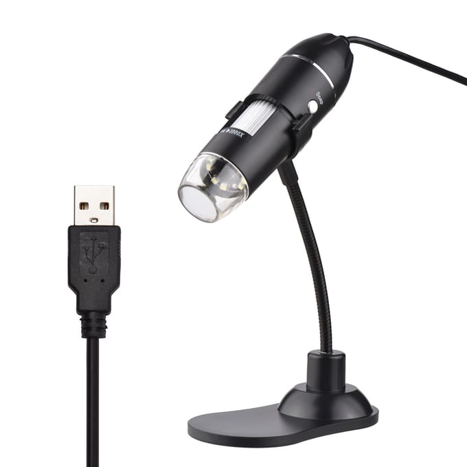 1000X USB Handheld Digitale Elektronische Microscoop Draagbare Mini Vergrootglas met Standaard voor Laptop zwart