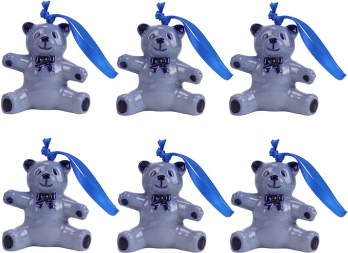 Kerst ornament Delftsblauw - doos van 6 ornamenten - kerst beer