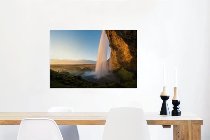 Canvas Schilderij Het vallende water van de Gullfoss waterval - 60x40 cm - Wanddecoratie