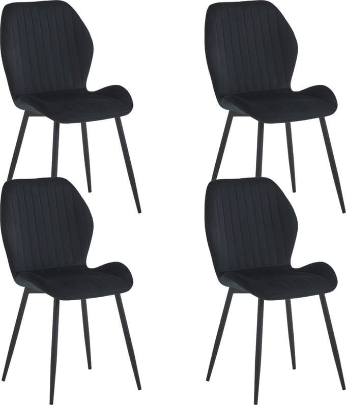 Colenis® - Sunny Eetkamerstoel - Set Van 4 - Zwart - Velvet - Industrieel