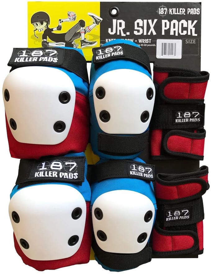Skateboard Beschermers Set Junior Zesdelig Rood Wit Blauw