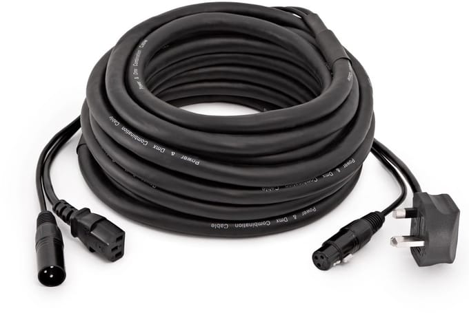 DMX- en UK IEC-combinatiekabel van Gear4music, 10 m
