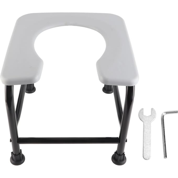 Draagbare Commode Stoel Toiletbril Ouderen Zwangere Vrouw Badkamer Zitten Badkruk Zwart grijs