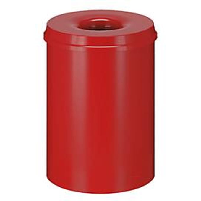 Afvalverzamelaar 50 l, zelfblussend, romp rood/deksel rood