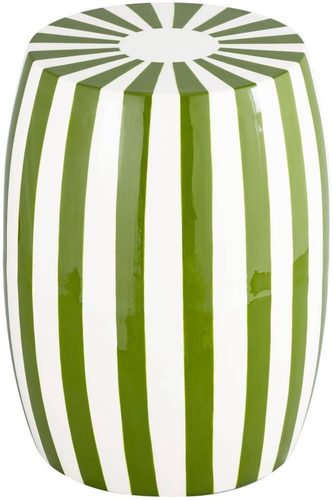sweeek - Bijzettafel, nachtkastje van gestreept geëmailleerd staal ø35 x h 46cm - mizzy