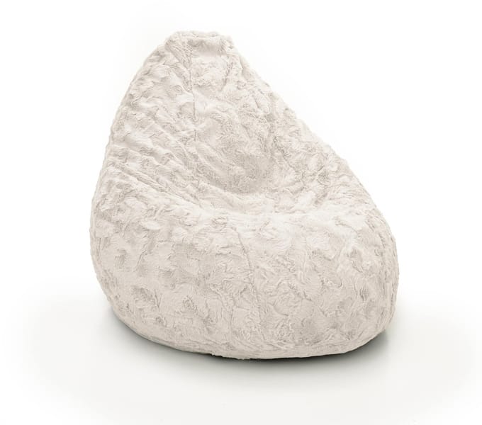 Drop & Sit - compacte zitzak - stijlvolle bontlook - wit - 180L - ultiem comfort met uitneembare binnenzak