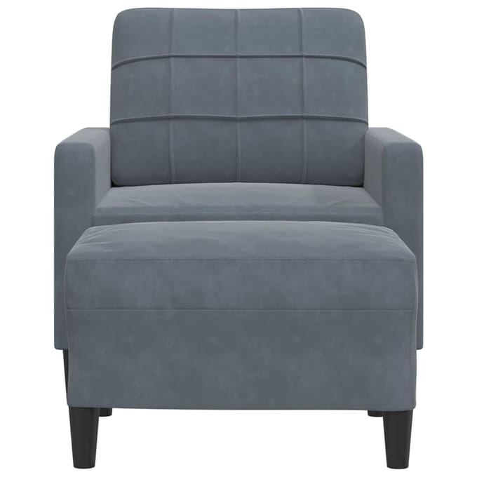 vidaXL - Fauteuil - met - voetenbank - 60 - cm - fluweel - donkergrijs