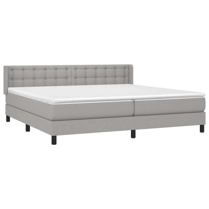 vidaXL - Boxspring - met - matras - stof - lichtgrijs - 200x200 - cm