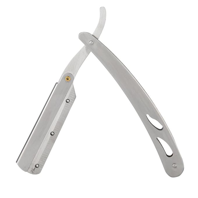Rasoir de barbier en acier inoxydable droit pliant couteau à raser lame remplaçable (77) white