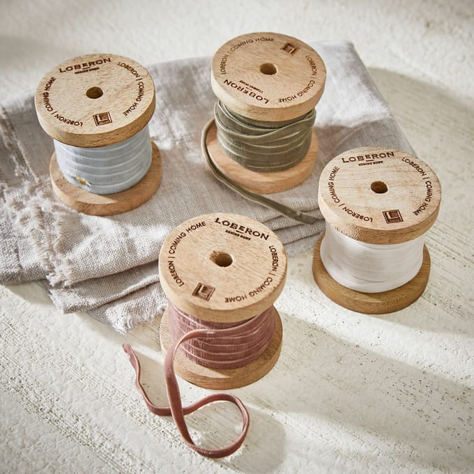 LOBERON Fluwelen lint set van 4 Hilary blauw/olijf/rood