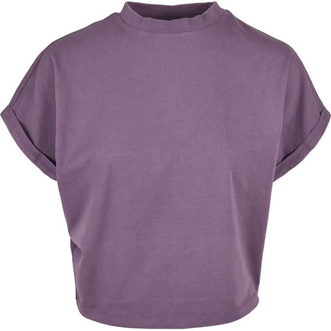 Urban Classics - Short Pigment Dye Cut On Sleeve Dames Tshirt - S - Paars