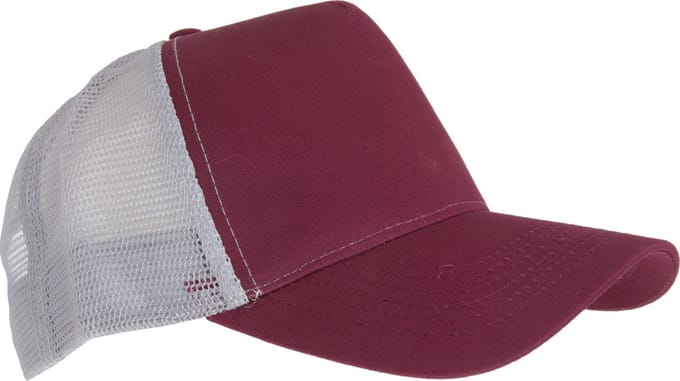 Beechfield Heren Half Mesh Trucker Cap / Hoofddeksel (Bourgogne/ Lichtgrijs)