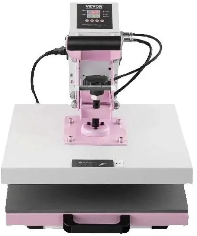 Hittepers - Transferpers - Instelbare Timer - Verstelbare Druk - Uittrekbaar Werkplatform - Gelijkmatige warmteverdeling - 38 × 38 cm - Roze