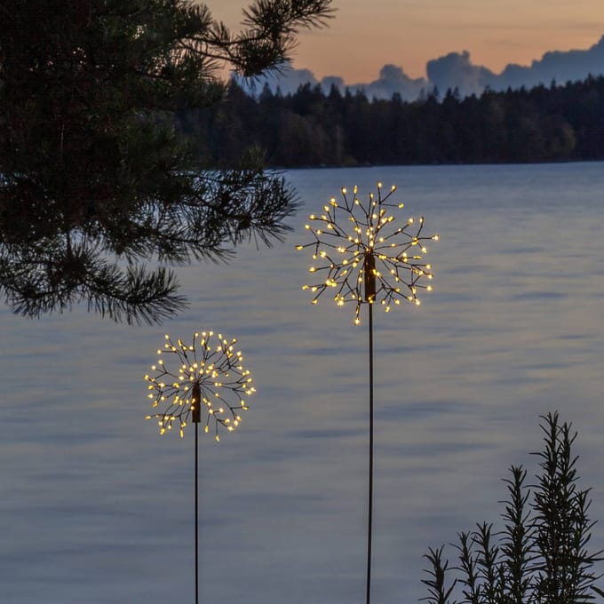STAR TRADING LED lamp op zonne-energie Firework met grondspies