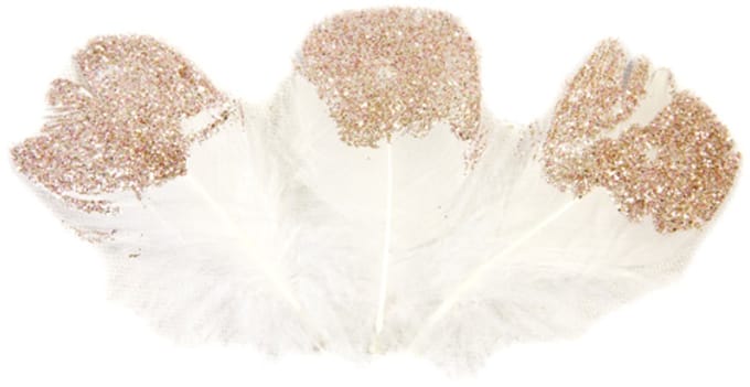 HOBI - 25 Witte en Roségouden Glitterveren 7,5 cm voor Decoratie