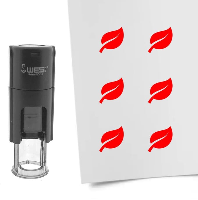 CombiCraft Stempel blaadje 10mm rond rode inkt - per 1 stuk