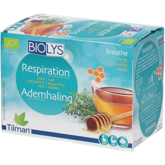 Biolys Thee Ademhaling Tijm - Eucalyptus Honing Bio 24 Filterzakje