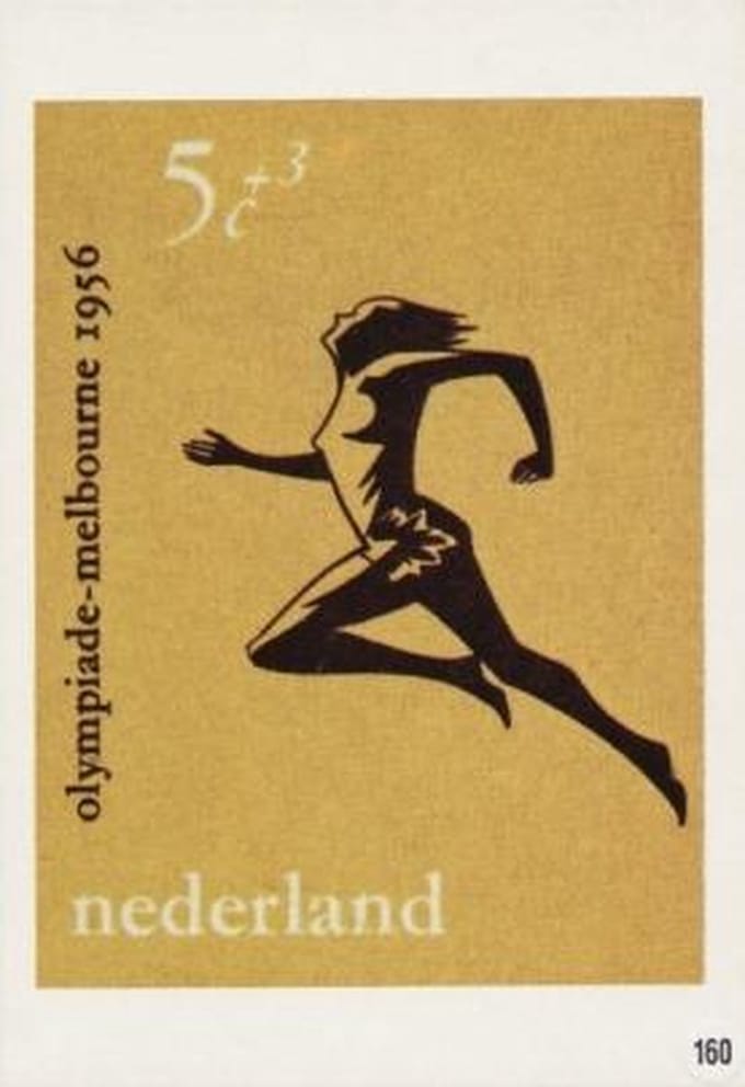 Briefkaart met afbeelding Hardloopster – Olympiade 1956 – Melbourne postzegel