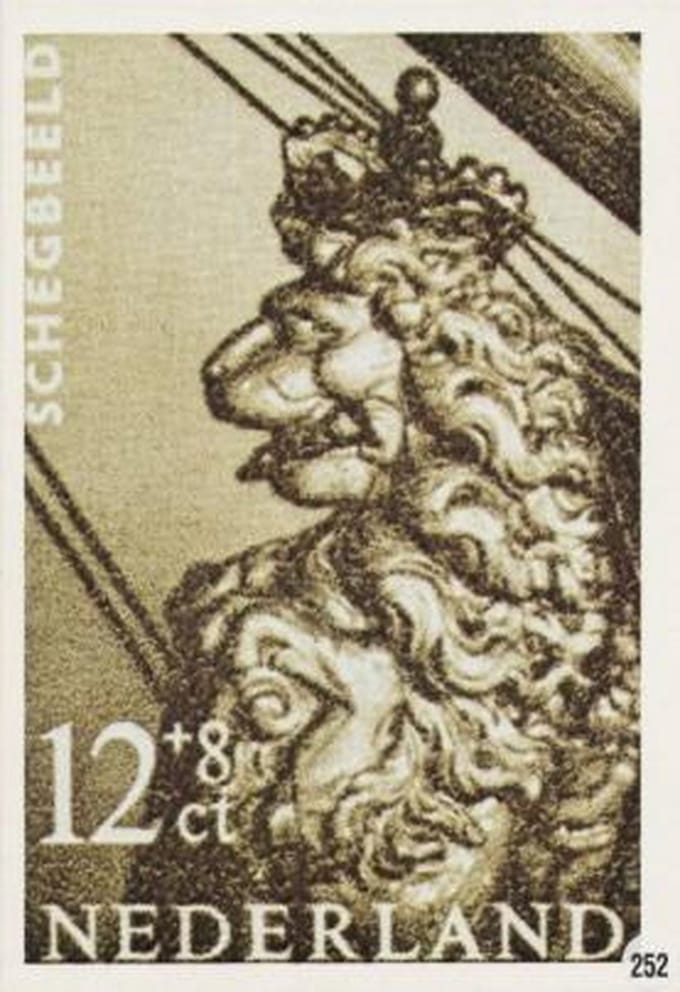 Briefkaart met afbeelding Schegbeeld postzegel