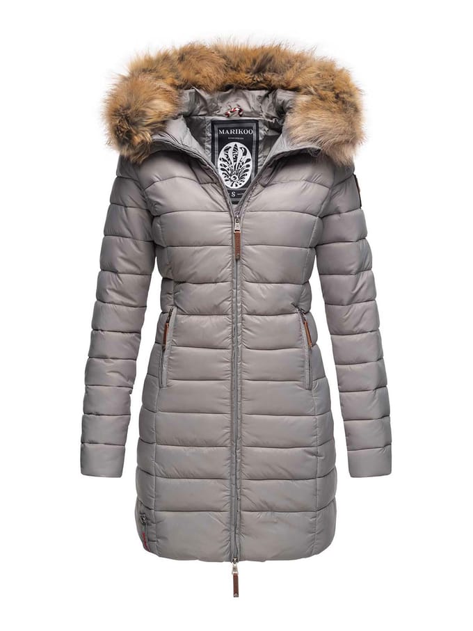Marikoo damesjas Rose met gewatteerd design & afneembare imitatiebontkraag
