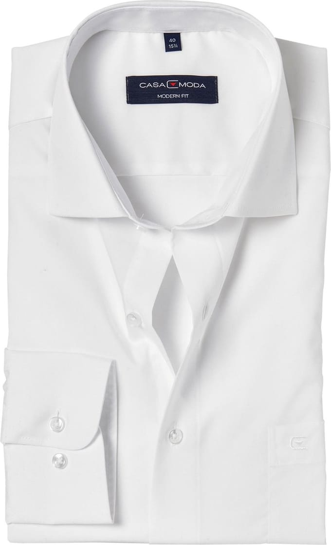 CASA MODA modern fit overhemd - mouwlengte 7 - wit - Strijkvriendelijk - Boordmaat: 40 (EU maat: M)