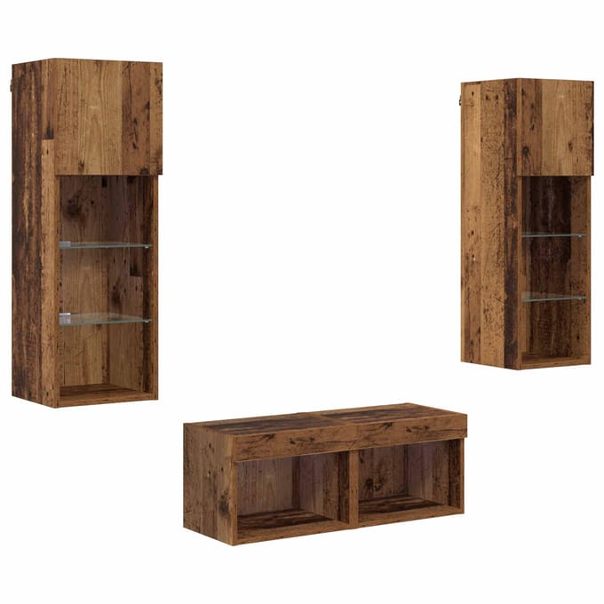 vidaXL TV Wandkasten 4 st Artisan Eiken Bewerkt hout