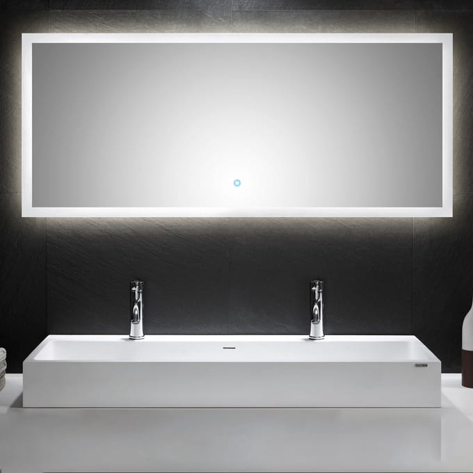 Spiegel Bas Glas - Breedte 140 cm - Hoogte 60 cm - Diepte 3.2 cm - Met verlichting