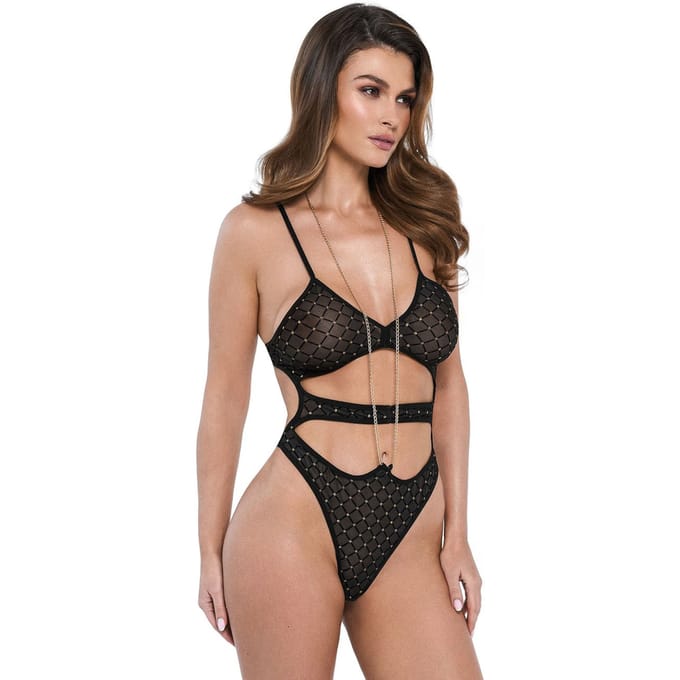 Luxueuze tule-body met gouden borduursels