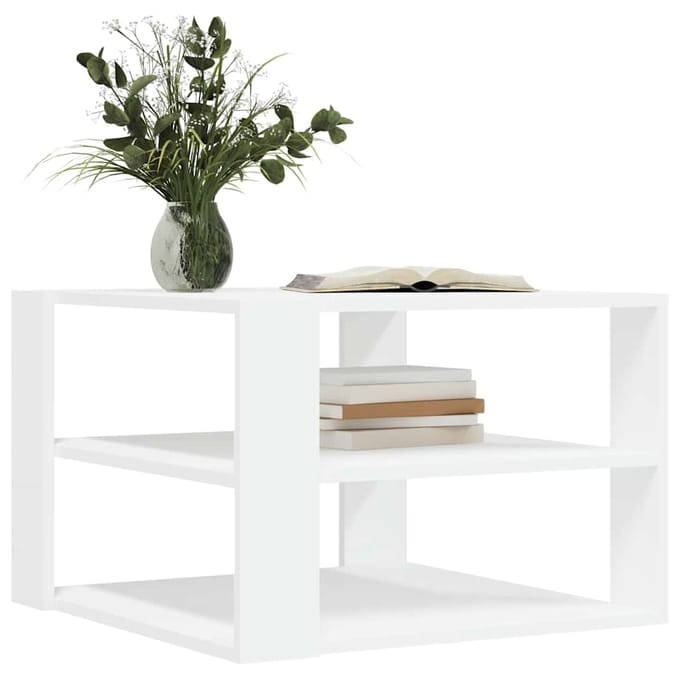 vidaXL - Salontafel - 58x58x40 - cm - bewerkt - hout - wit