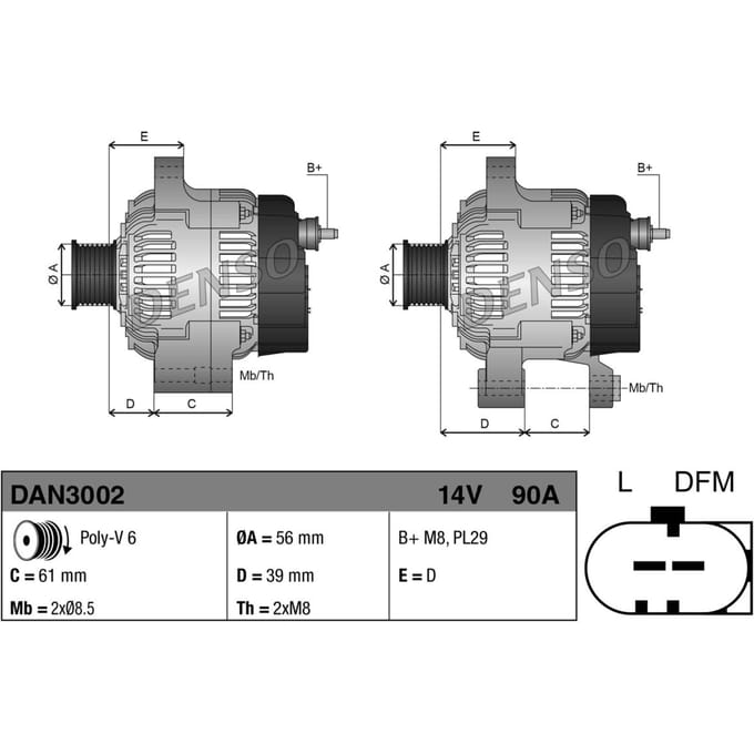 Driefasige generator DENSO DAN3002