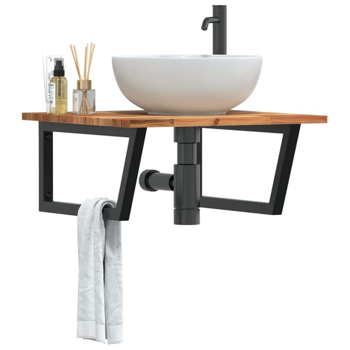 vidaXL - Badkamer - wandschap - staal - en - massief - acaciahout