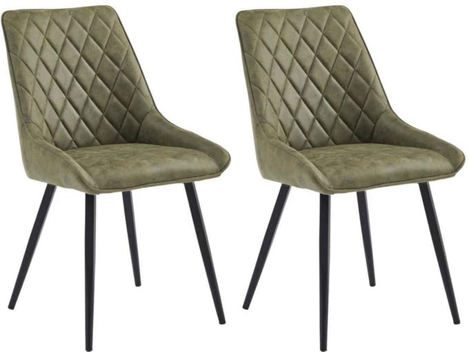 Colenis® - Nordi Eetkamerstoel - Set Van 2 - Groen - Microfiber - Microvezel - Zonder armleuning