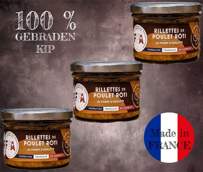 FFA - Rillettes de POULET ROTI - 100% Gebraden Kip - 160g - (3-PACK)