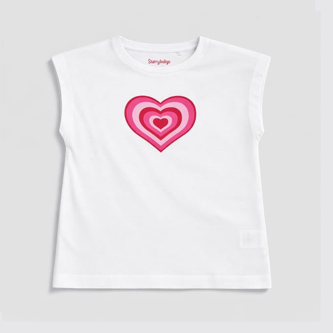 Starry Indigo - Valentijnsdag T-shirt voor meisjes met love hart