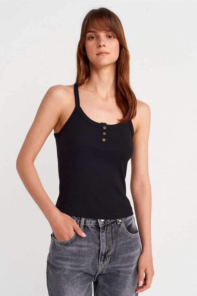 Slim Fit Geribbelde Brei Top