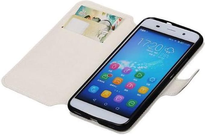 Cross Pattern TPU Bookstyle Wallet Case Hoesje Geschikt voor Honor 4 A / Y6 Wit