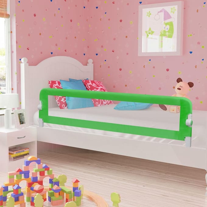 Barrière de Sécurité pour Lit d'Enfant Vert 180 x 42 cm Polyester