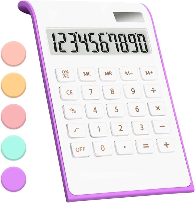 Paarse Zonnebatterij Desktopcalculator met Groot LCD Display