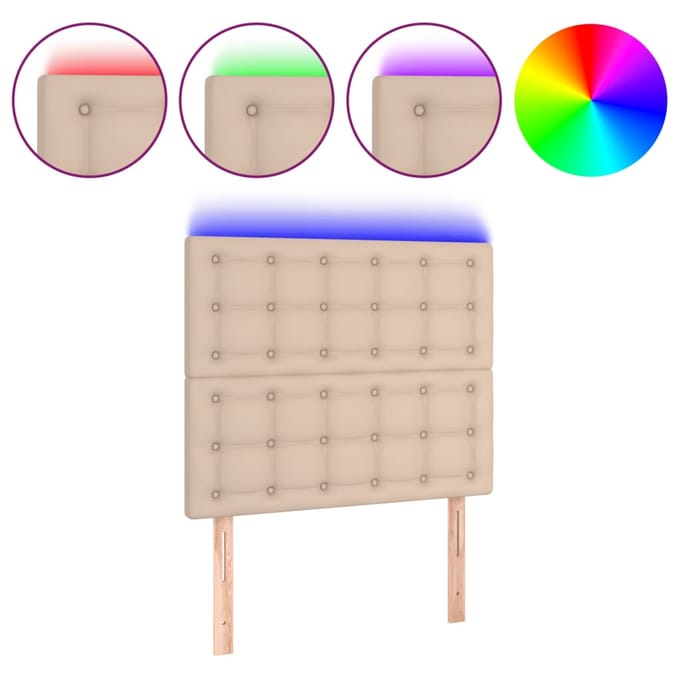 vidaXL - Hoofdbord - LED - 80x5x118/128 - cm - kunstleer - cappuccinokleurig
