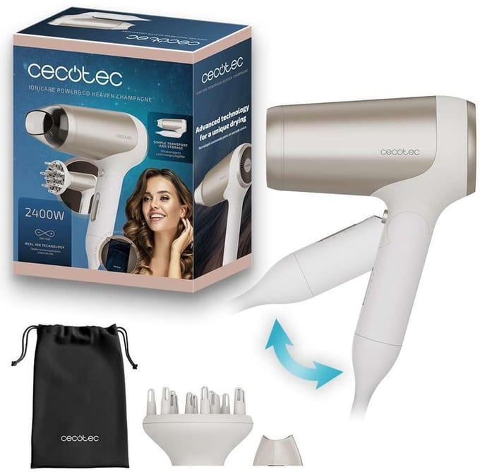 Cecotec Föhn IoniCare Power&Go Heaven 2400W Champagne Opvouwbaar Ionische Diffuser