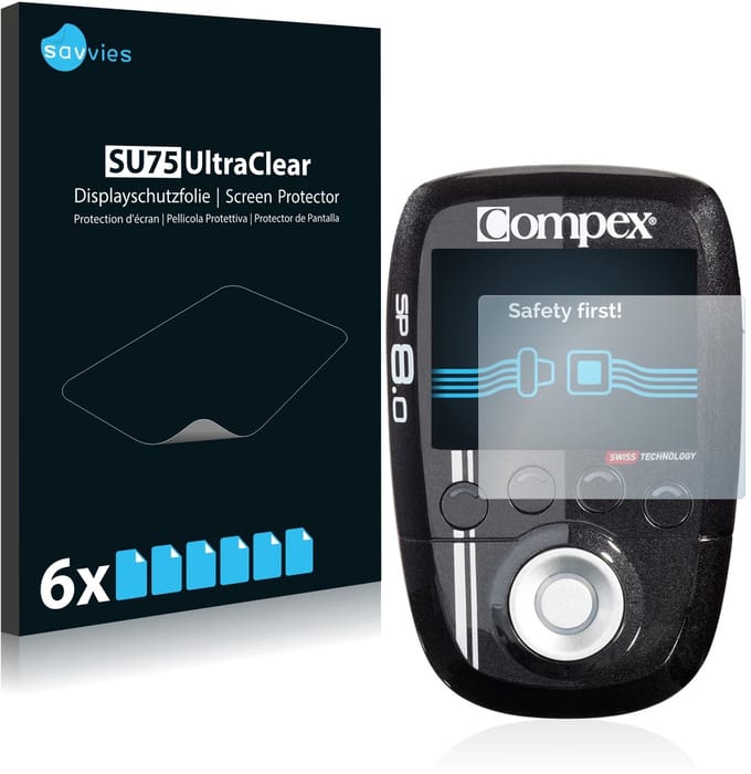 Savvies - Screenprotector voor Compex SP 8.0 - Folie Beschermfolie transparant 6 Stuks